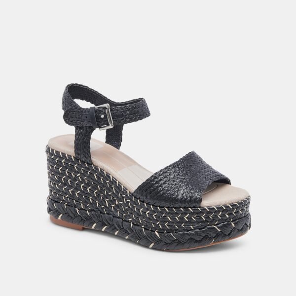 TIAGO WEDGES BLACK RAFFIA - Image 2