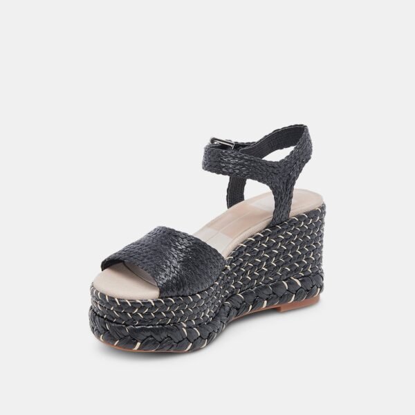 TIAGO WEDGES BLACK RAFFIA - Image 4